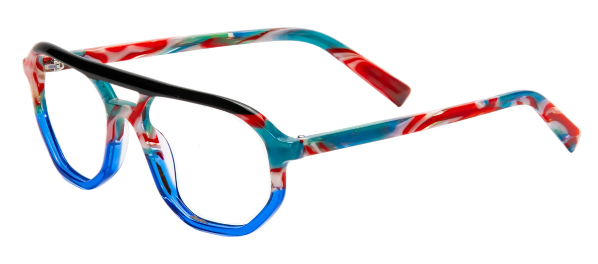 ALLAN BLUE reinventa la clásica silueta aviador a través de una inesperada mezcla de colores donde el azul toma el protagonismo y se encuentra con distintas tonalidades que aportan profundidad, contraste y movimiento. Original, moderno y con una personalidad que cambia según el ángulo desde donde lo mires.
