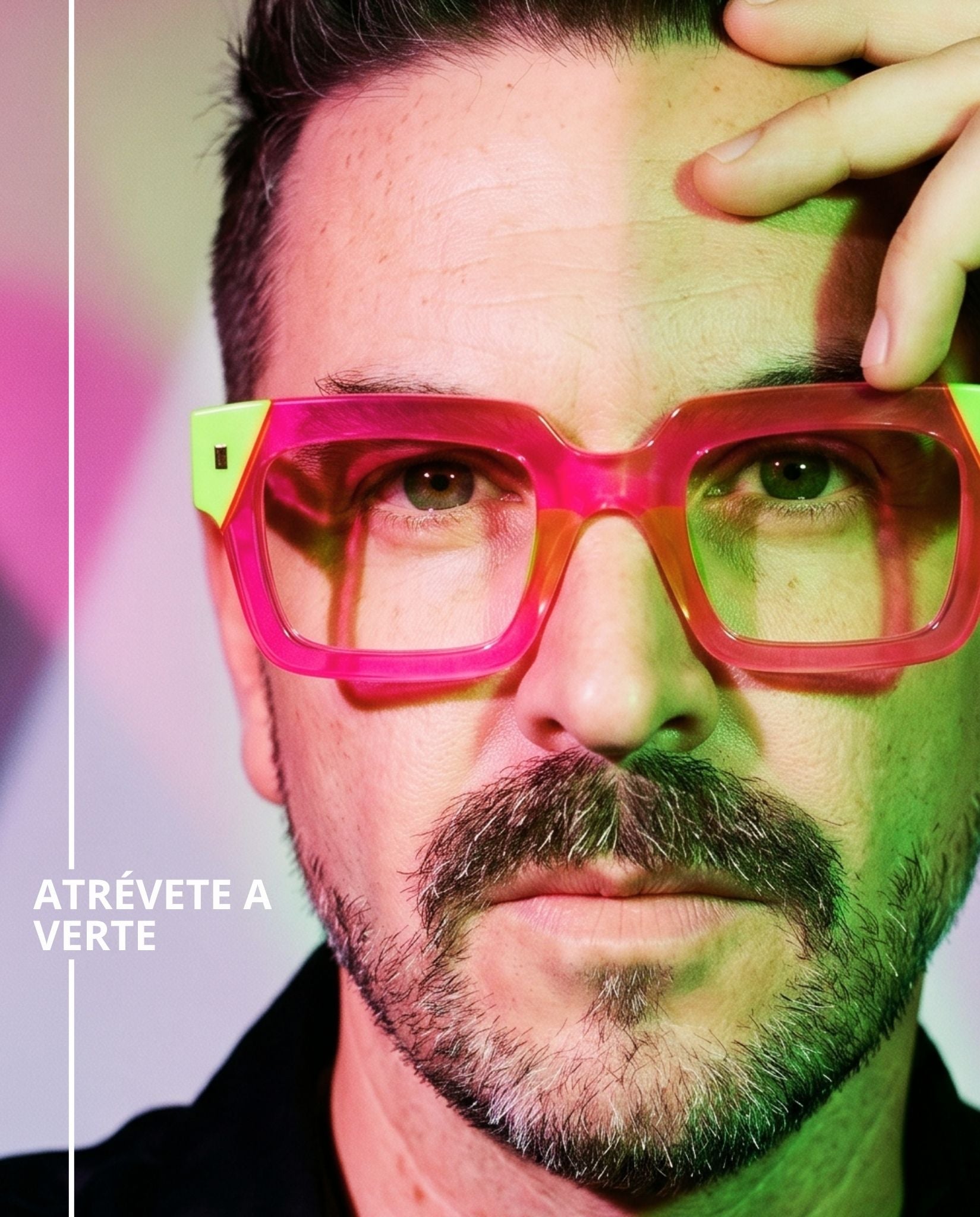ALLURE - Lente de pasta rosa fluorescente. Lentes cuadrados. Lente con filtro luz azul. Lente personalizado. Lentes para hombre. Lentes para computadora
