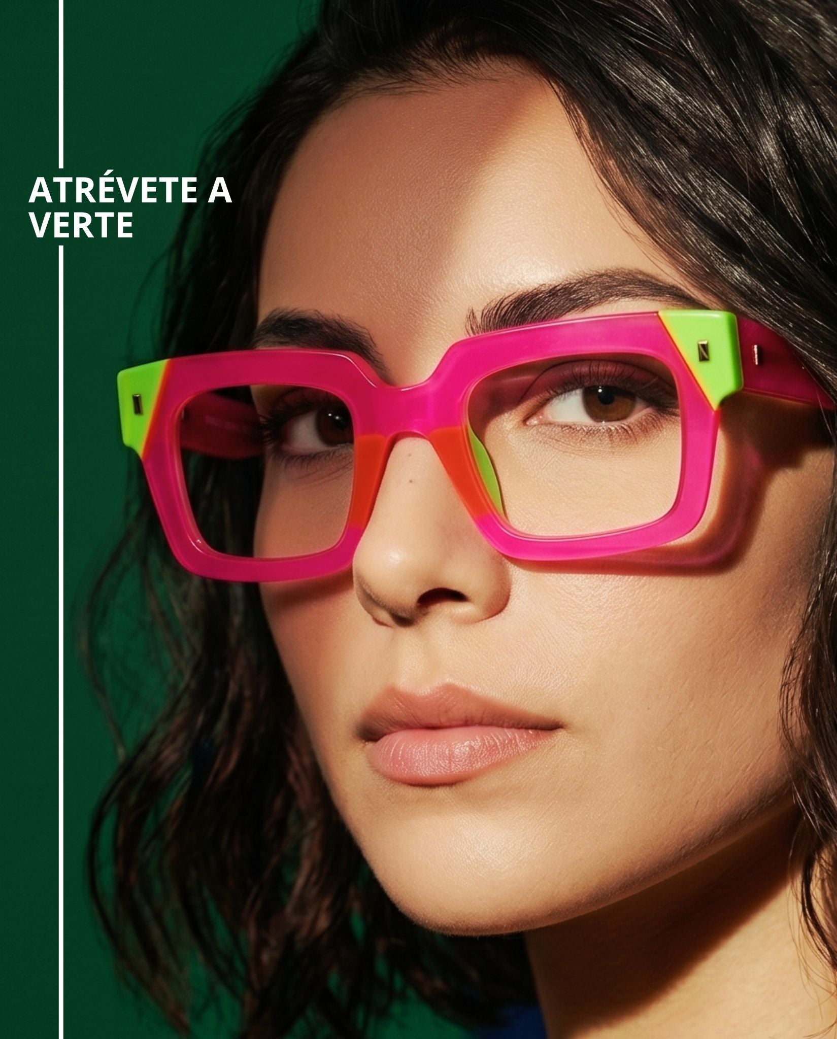 ALLURE - Lente de pasta rosa fluorescente. Lentes cuadrados. Lente con filtro luz azul. Lente personalizado. Lentes para mujer. Lentes para computadora