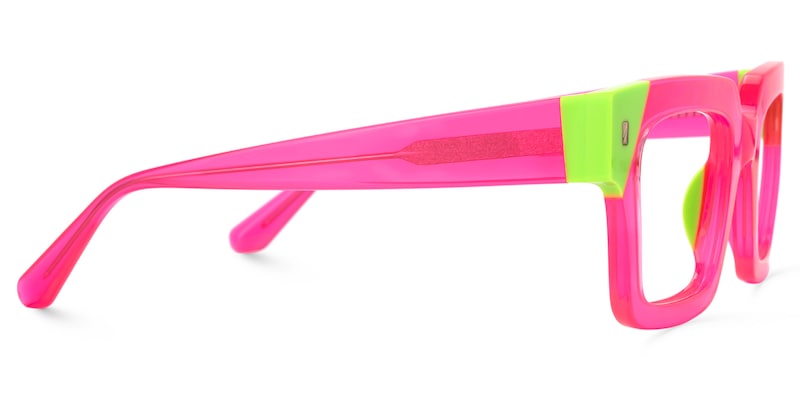 ALLURE - Lente de pasta rosa fluorescente. Lentes cuadrados. Lente con filtro luz azul. Lente personalizado. Lentes unisex. Lentes para computadora