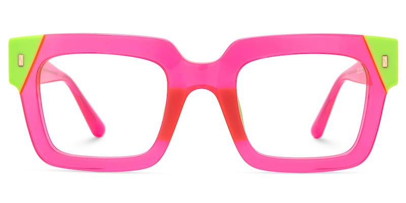 ALLURE - Lente de pasta rosa fluorescente. Lentes cuadrados. Lente con filtro luz azul. Lente personalizado. Lentes unisex. Lentes para computadora