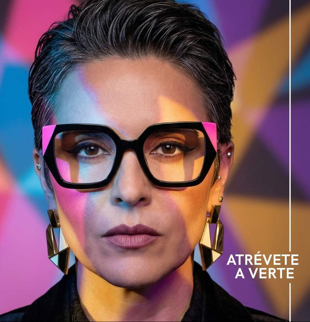 AMANDA. Lente de pasta negra con rosa. Lente cuadrado. Lente con filtro luz azul. Lente personalizado. Lentes para mujer. Lentes para computadora