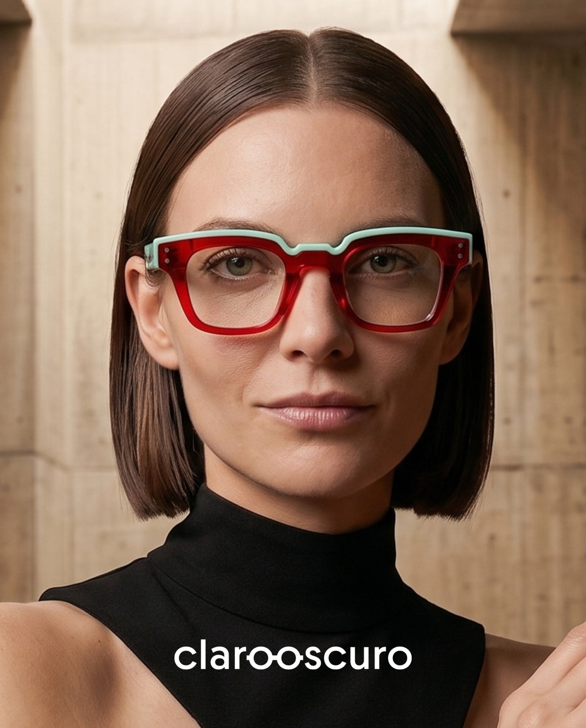 BLUMEN es un armazón rectangular que enfrenta dos colores que parecían destinados a no encontrarse: turquesa mate y rojo intenso. El resultado es inesperado