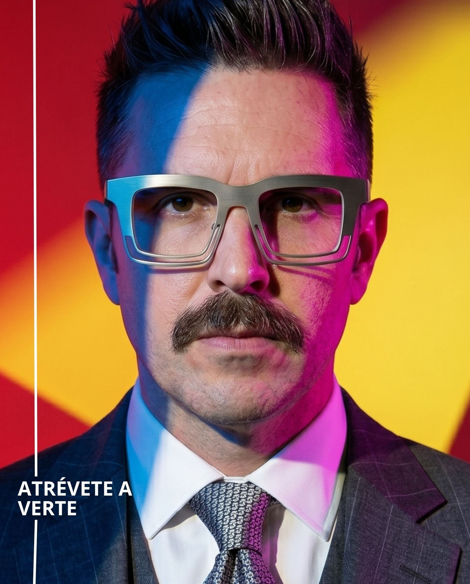 Lentes graduados cuadrados oversized en metal plata mate con diseño geométrico de líneas abiertas. Un armazón moderno, elegante y de inspiración vanguardista que combina ligereza visual y sofisticación.