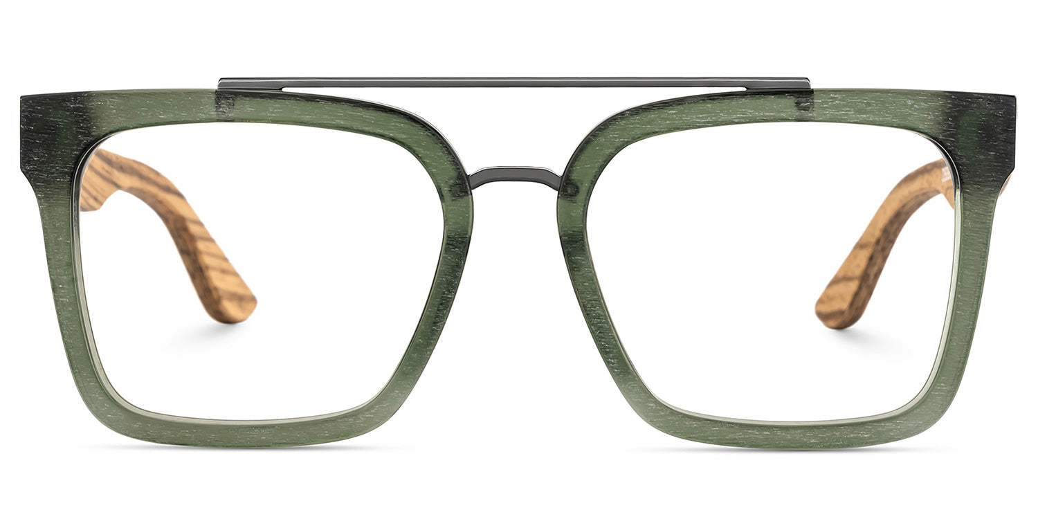 Armazón de madera. Armazón para graduar. Armazón color verde. Armazón para hombre.
