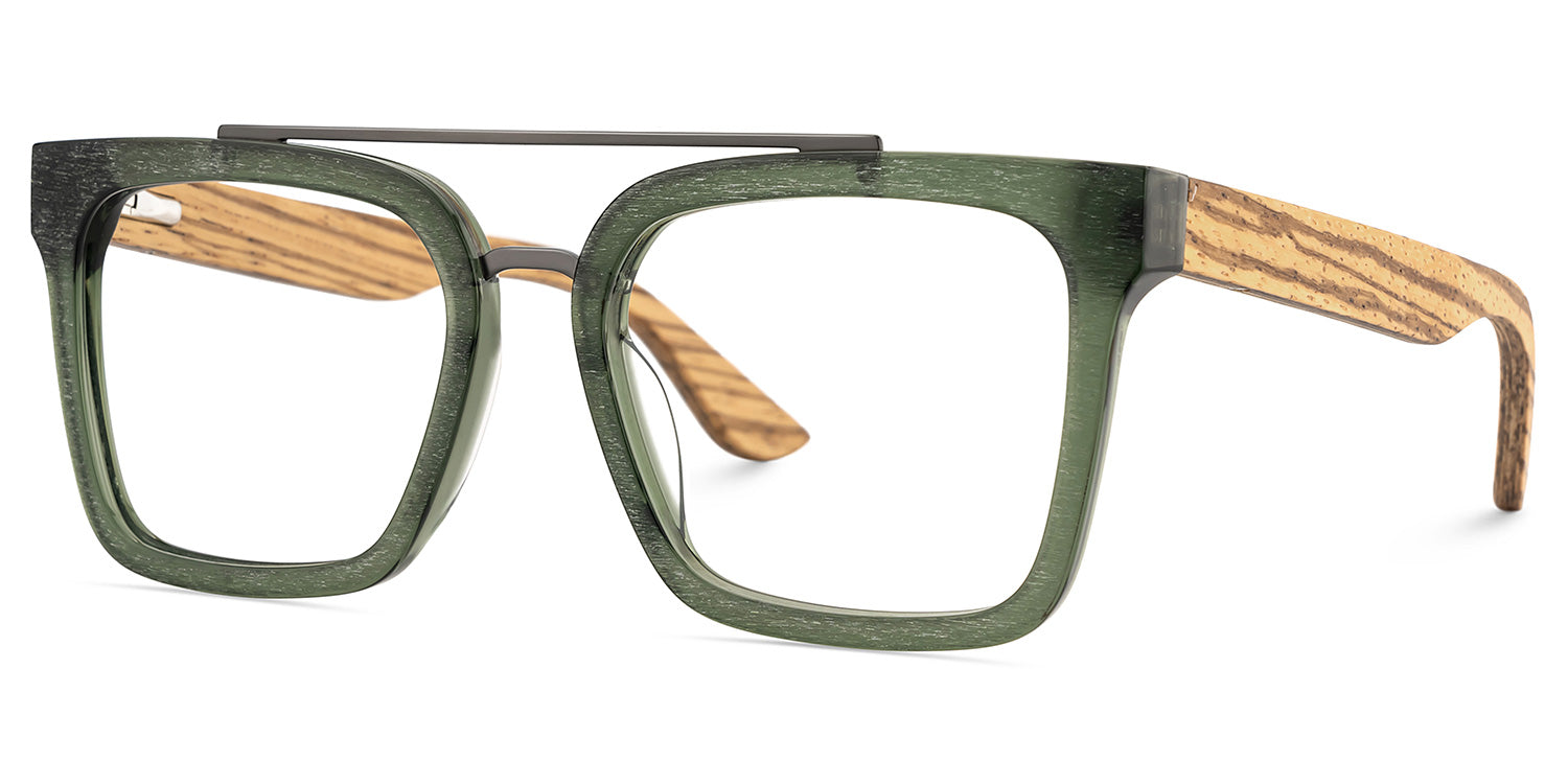 Armazón de madera. Armazón para graduar. Armazón color verde. Armazón para hombre.