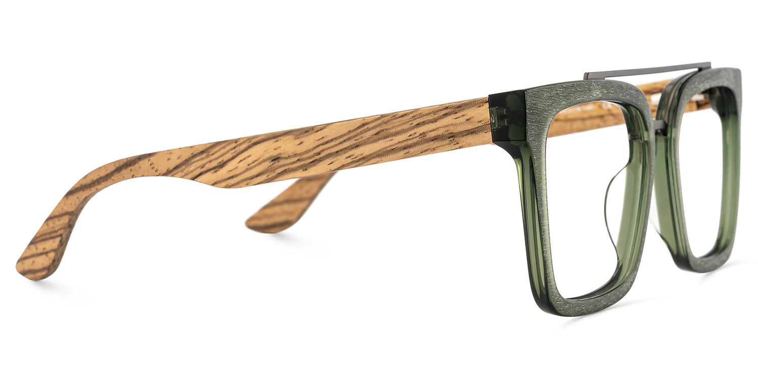 Armazón de madera. Armazón para graduar. Armazón color verde. Armazón para hombre.