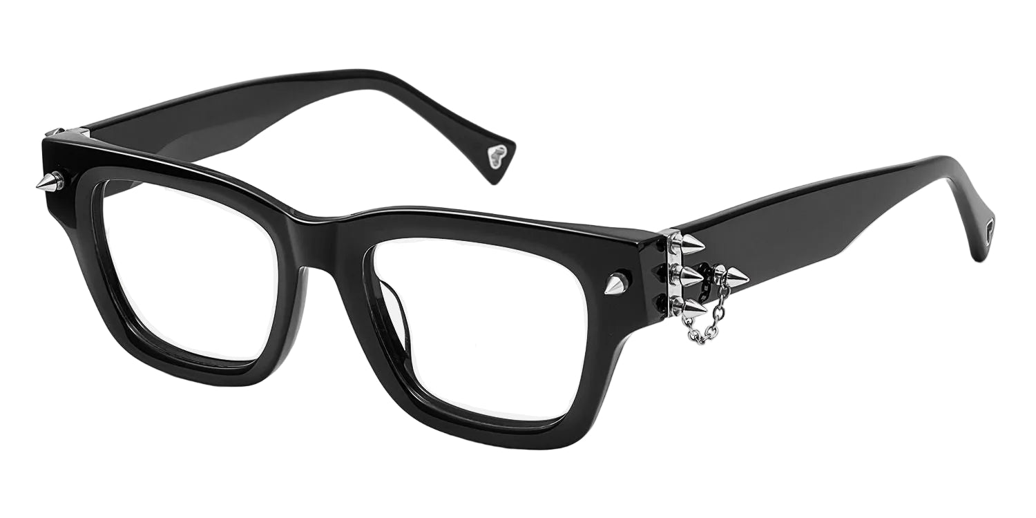SPIKES. Lente de pasta negra. Lente cuadrado. Lente con filtro luz azul. Lente personalizado. Lentes unisex. Lentes para computadora