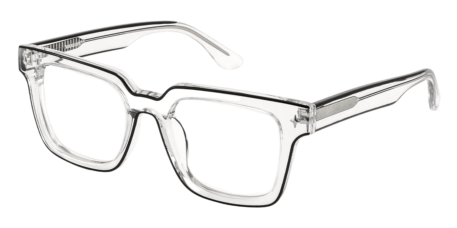 SHADOW - Lentes de pasta transparente y contorno negro. Lentes Personalizable. Lentescon filtro de luz azul. Lentes formales.